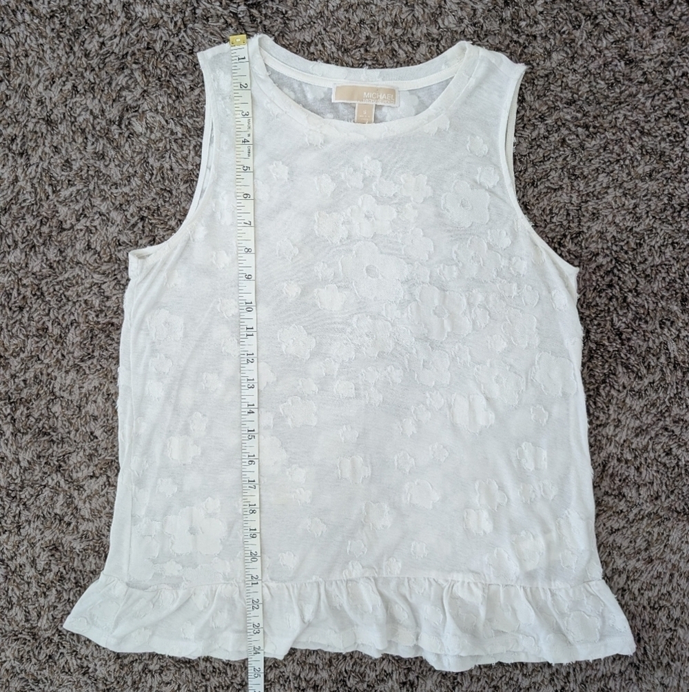 Michael Michael Kors Floral White Tank with Ruffled Hem - Picture 7 of 7